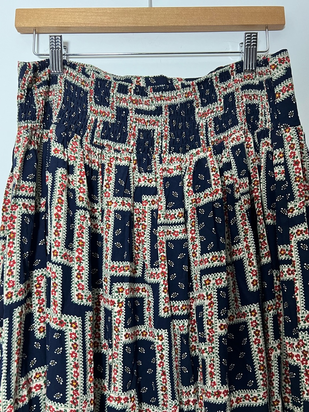 Natural Life Boho Maxi Skirt Floral Patchwork Print Coastal West Coast Navy - Picture 9 of 12
